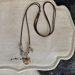Alloy & Plastic Horse Pendant Adjustable Waxed Cord Long Necklaces for Women&nbsp;WG0CF74-01
