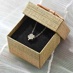 304 Stainless Steel Crystal Rhinestone Pendant Cable Chain Necklaces for Women&nbsp;NJEW-C062-01C-G