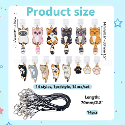 14Pcs 14 Styles Cat Shape & Paw Print Alloy Enamel Mobile Dustproof Plugs&nbsp;HJEW-WR00020