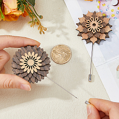2Pcs 2 Styles Wood Brooches&nbsp;JEWB-FH0002-75