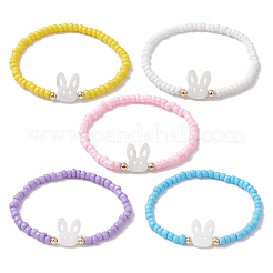 5Pcs 5 Colors Glass Seed Beaded Stretch Bracelet Sets&nbsp;BJEW-MZ00126
