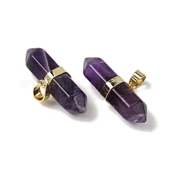 Natural Amethyst Double Terminal Pointed Pendants&nbsp;G-NH0001-15G-10