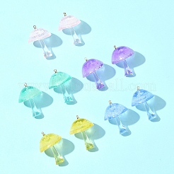 10Pcs 5 Colors Luminous Epoxy Resin Mushroom Pendants&nbsp;RESI-FS0001-99