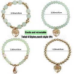 1 Set Acrylic & Glass Beaded Stretch Bracelet Sets&nbsp;BJEW-SP0001-11