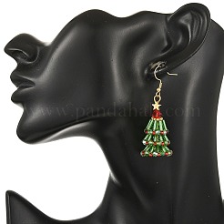 Christmas Brass with Glass Seed Beads Dangle Earrings&nbsp;EJEW-MZ00823