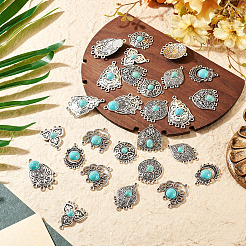 27Pcs 9 Styles Alloy & Synthetic Turquoise Chandelier Component Links&nbsp;FIND-TA0010-42A