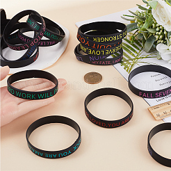 20Pcs 20 Style Motivational Quotes Silicone Cord Bracelets Wristbands&nbsp;BJEW-WH0020-51B