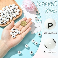 1 Set 26Pcs White Round with Letter Silicone Beads&nbsp;ST-CJ0041-010
