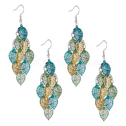 2 Pairs 430 Stainless Steel Leaf Dangle Earrings&nbsp;EJEW-TA0001-83D