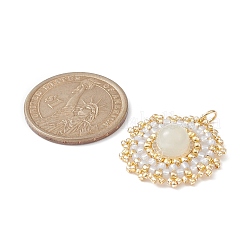 Natural Moonstone Flat Round Pendants&nbsp;PALLOY-MZ00135-05