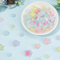300Pcs 3 Styles Frosted Transparent Acrylic Beads&nbsp;OACR-PA0001-73