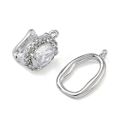 Oval Brass Micro Pave Clear Cubic Zirconia Fold Over Clasps&nbsp;KK-Z143-17P