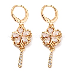 Brass Micro Pave Clear Cubic Zirconia Leverback Earrings&nbsp;EJEW-K300-24G
