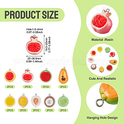 18Pcs 9 Styles 3D Fruit Theme Opaque Resin Pendants&nbsp;RESI-TA0005-18