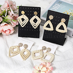 4 Pairs 4 Styles Rattan Dangle Stud Earrings&nbsp;EJEW-SP0001-16A