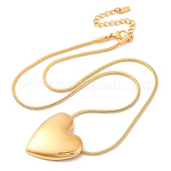 Ion Plating(IP) 304 Stainless Steel Heart Pendant Round Snake Chain Necklaces for Women&nbsp;NJEW-G142-04G