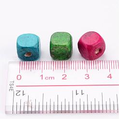 Mixed Lead Free Cube Natural Wood Beads&nbsp;X-YTB027