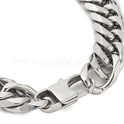 Non-Tarnish 304 Stainless Steel Cuban Link Chain Bracelets for Men&nbsp;BJEW-B093-03P