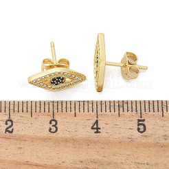 Brass Micro Pave Clear Cubic Zirconia Stud Earrings&nbsp;EJEW-M076-01G-02