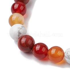 8.5mm Round Natural Carnelian & Howlite & Carnelian & Red Jasper Bead Stretch Bracelets for Women&nbsp;BJEW-JB10944-01