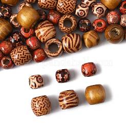 161Pcs 8 Styles Printed Natural Wood Beads&nbsp;WOOD-FS0001-52