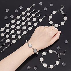 Round Tray 304 Stainless Steel Link Bracelets&nbsp;BJEW-AB00002