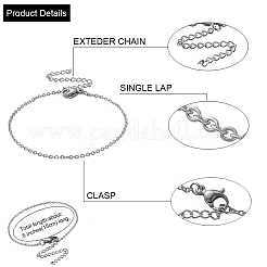 304 Stianless Steel Cable Chain Bracelet Making&nbsp;STAS-CJ0001-134P