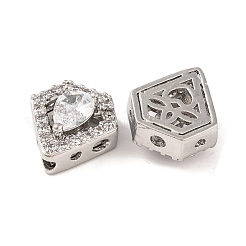 Brass Micro Pave Clear Cubic Zirconia Beads&nbsp;KK-S389-28P