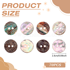 70Pcs 2-Hole Shell Buttons&nbsp;BUTT-ME0001-26