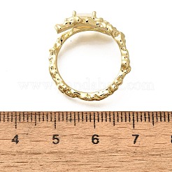 Oval Brass Cat Eye Cuff Rings for Women&nbsp;RJEW-U042-01G