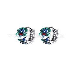 Flower Brass Enamel Hoop Earrings&nbsp;FS-WG4316D-01