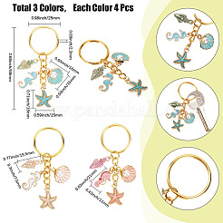 12Pcs 3 Colors Alloy Enamel Keychain&nbsp;KEYC-SC0001-53