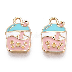 Light Gold Plated Alloy Enamel Pendants&nbsp;X-ENAM-T009-75C-RS