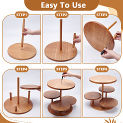 4-Tier Wooden Round Tiered Display Riser Stands for Jewelry&nbsp;ODIS-WH0086-168