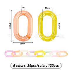 120 Pcs 6 Colors Transparent Acrylic Linking Rings&nbsp;TACR-OC0001-05