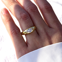 Sterling Silver CZ Eye-Shaped Ring for Women Wedding Party Gift&nbsp;KW2493-4
