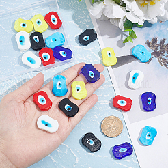24Pcs 6 Colors Handmade Evil Eye Lampwork Beads&nbsp;LAMP-NB0001-77