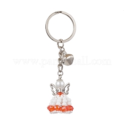 Glass Seed & Plastic Pearl & Alloy Keychain&nbsp;KEYC-MZ00025