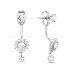 Elegant Fashion Real 18K Gold Plated Brass Front and Back Dangle Stud Earrings&nbsp;JE95A