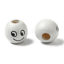 Spray Painted Natural Wood European Beads&nbsp;WOOD-M008-05