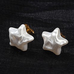 304 Stainless Steel Plastic Imitation Pearl Stud Earrings&nbsp;EJEW-R030-01G-03