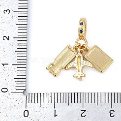 Rack Plating Brass Clear Cubic Zirconia European Dangle Charms&nbsp;KK-P287-18A-G