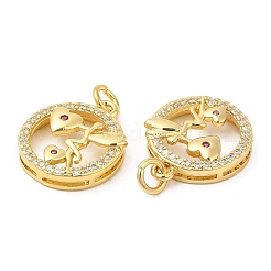 Brass Micro Pave Cubic Zirconia Pendants&nbsp;KK-P236-27G