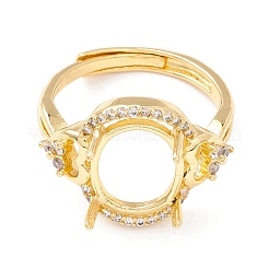 Brass Cubic Zirconia Adjustable Ring Components&nbsp;KK-K266-06G