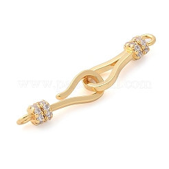 Brass Micro Pave Clear Cubic Zirconia & Shell Fold Over Clasps&nbsp;KK-L289-002G