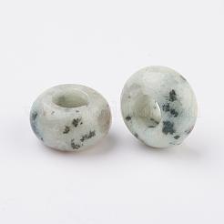 Natural Sesame Jasper/Kiwi Jasper European Beads&nbsp;G-G740-14x8mm-06