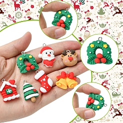 48Pcs 12 Styles Christmas Theme Opaque Resin Pendants&nbsp;RESI-FS0001-73