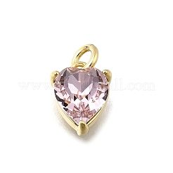 Heart Brass with Glass Charms&nbsp;KK-G525-07G