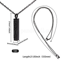 304 Stainless Steel Rectangle with Tree of Life Pendant Urn Ashes Necklaces&nbsp;NJEW-WH0036-030EB