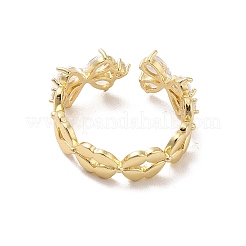 Brass Micro Pave Cubic Zirconia Open Cuff Rings&nbsp;RJEW-R146-17D-G